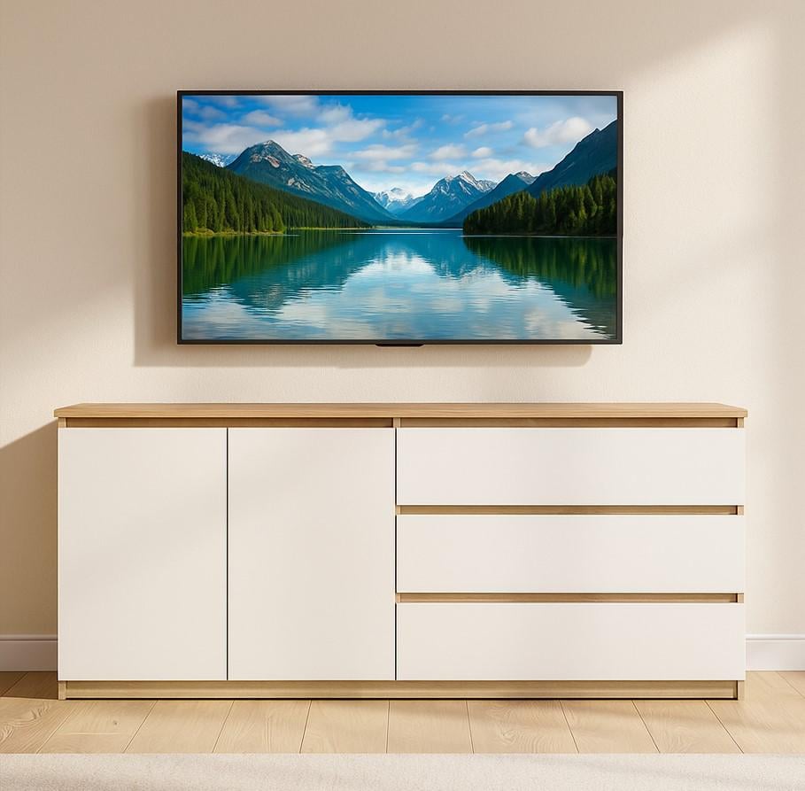 Комод Мастер Форм Брайт правосторонний 1580х376х730 мм Дуб сонома/Белый (20219)