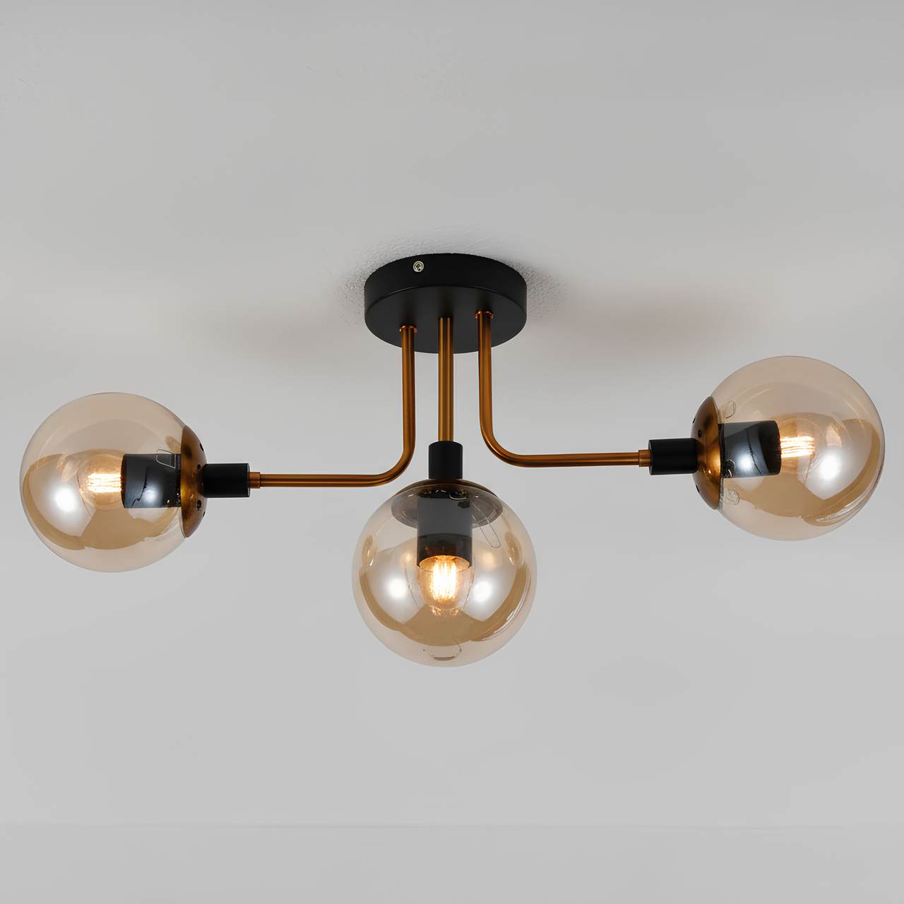 Люстра Sirius на три стеклянных плафона под лампу Е27 Черный/Золотой (DX2102-3 BK+GD)