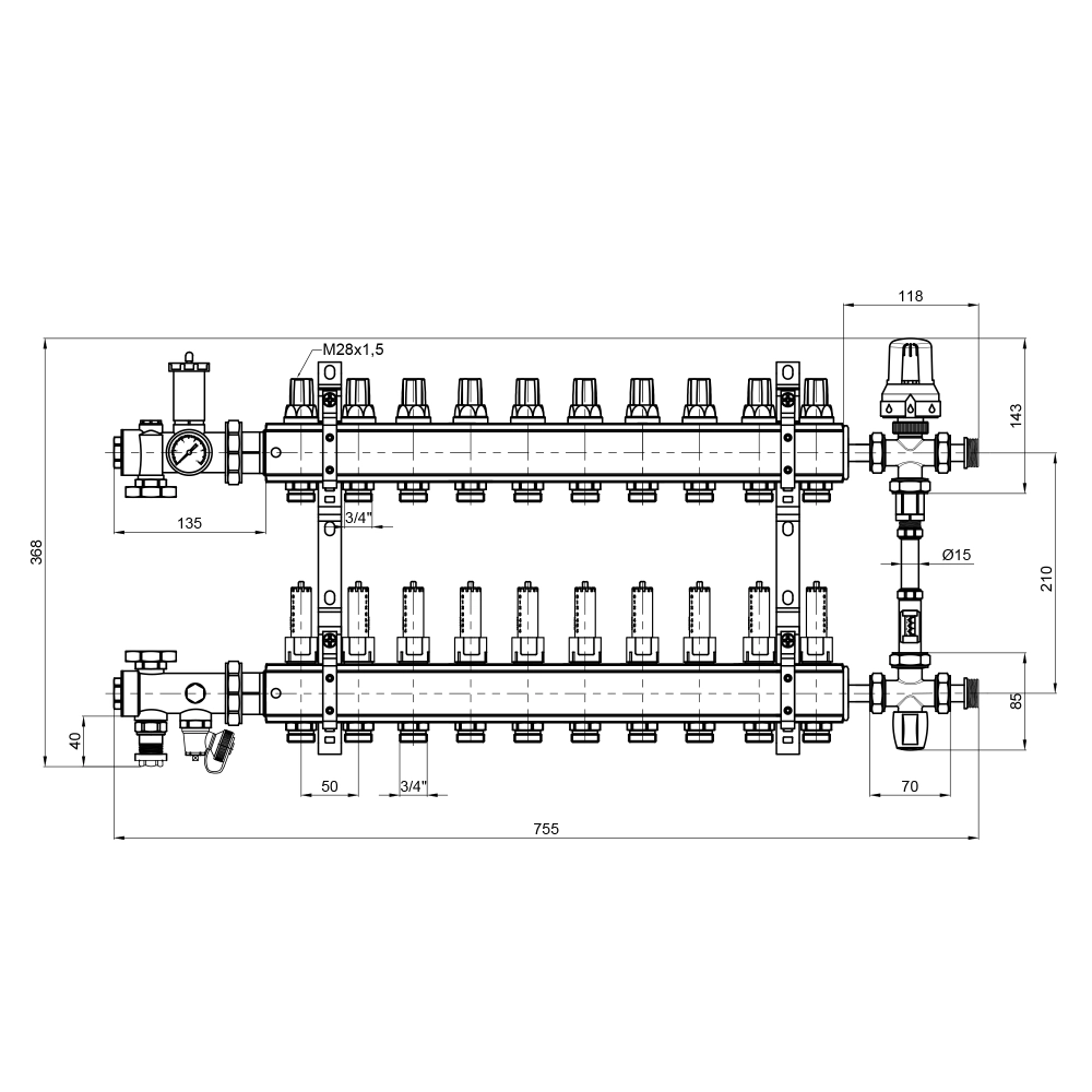 Група колекторна Icma К0111 10 виходів 1" (S11475_00005145) - фото 3