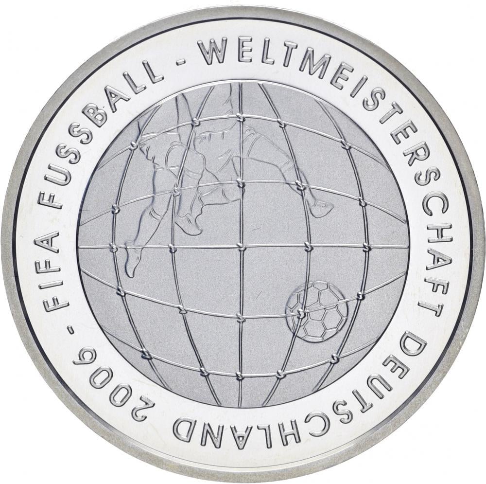 Коллекционная монета Германия 10 евро 2005 «Чемпионат мира по футболу в Германии в 2006» Серебро Proof