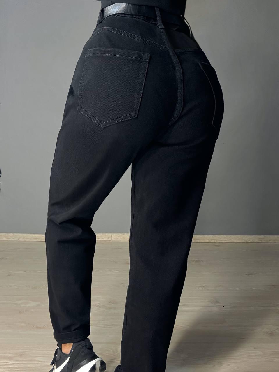 Джинси жіночі Ladyn 0199 MOM банани великі розміри батал р. 38 Чорний (5185) - фото 2