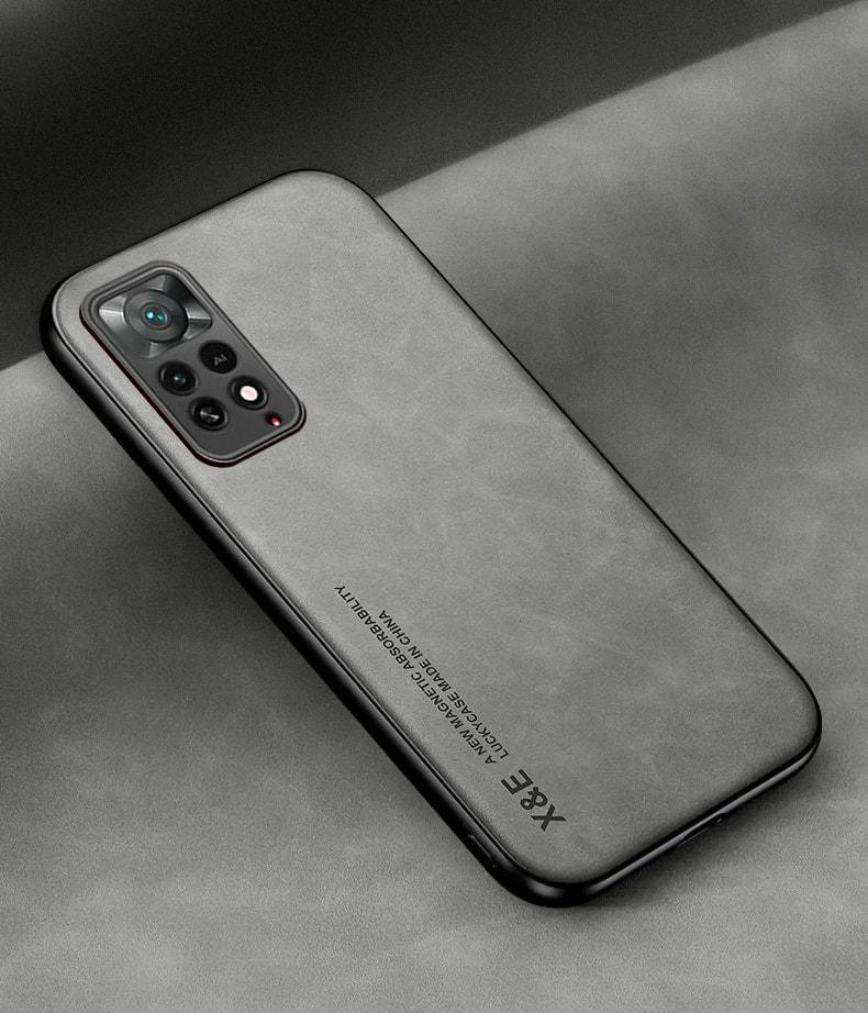 Кожаный чехол XnE Xiaomi Redmi Note 11S с металлической вставкой Grey (34276-33)