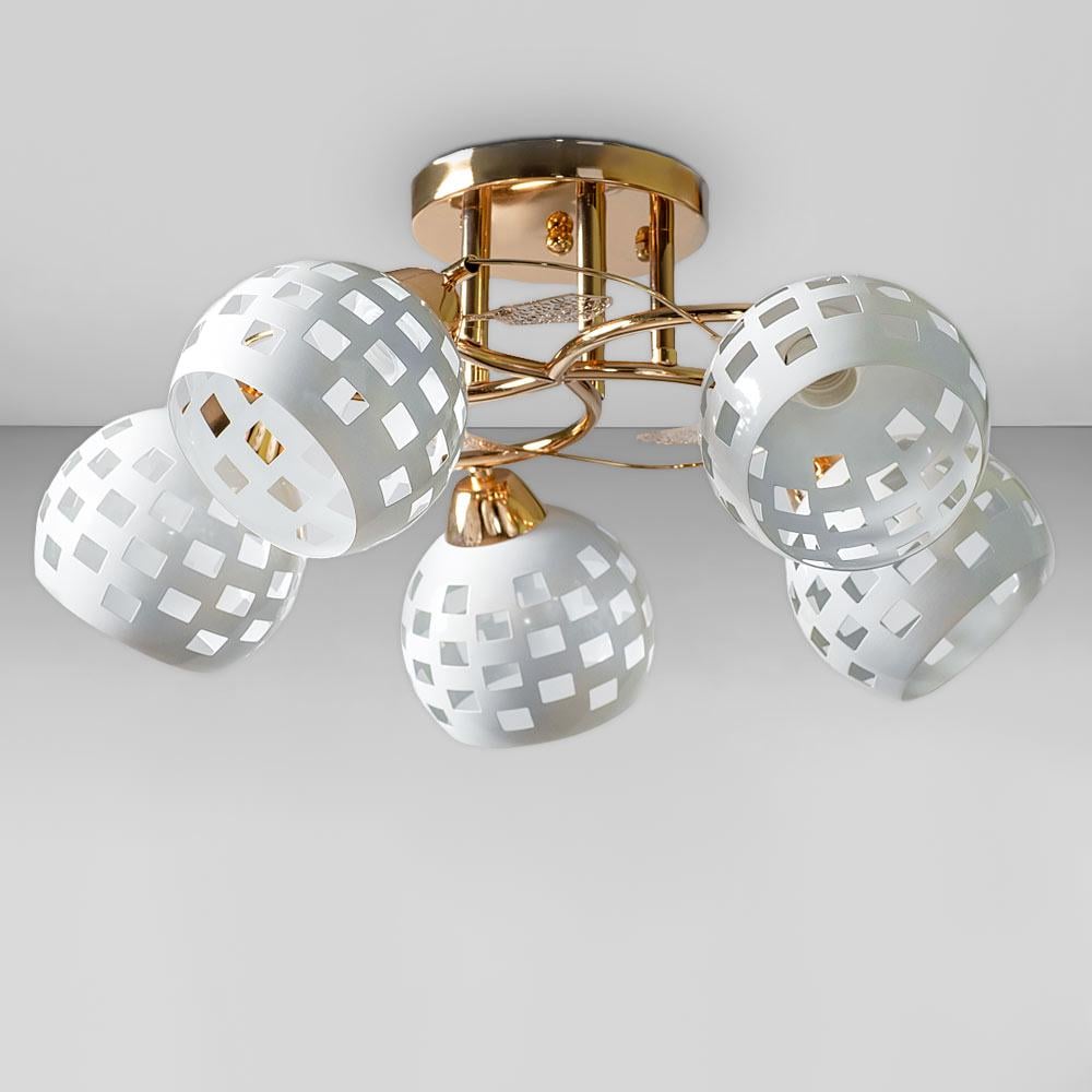 Люстра стельова Light House SC-18667/5 FG/WH D 540х230 мм Золотий/Білий 
