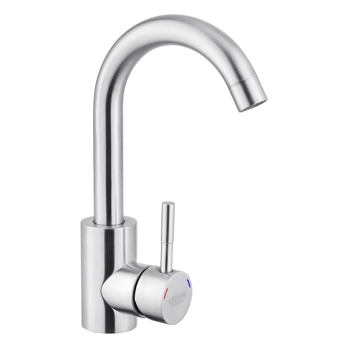Смеситель для раковины Kroner KRP Edelstahl Klassisch ESG011 однорычажная сталь (CV022999)
