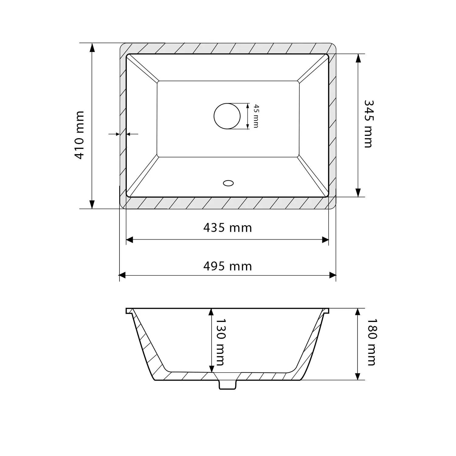 Раковина врезная VBI Merano прямоугольная 410x495 мм Белый (RM-VBI-018004) - фото 5 Раковина врезная VBI Merano прямоугольная 410x495 мм Белый (RM-VBI-018004) - фото 5