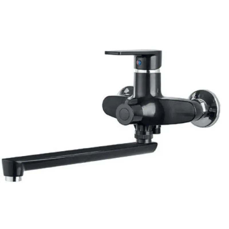 Смеситель для ванны PLAMIX OSCAR-006 EURO SET со шлангом/лейкой и кронштейном Black (MX1896)