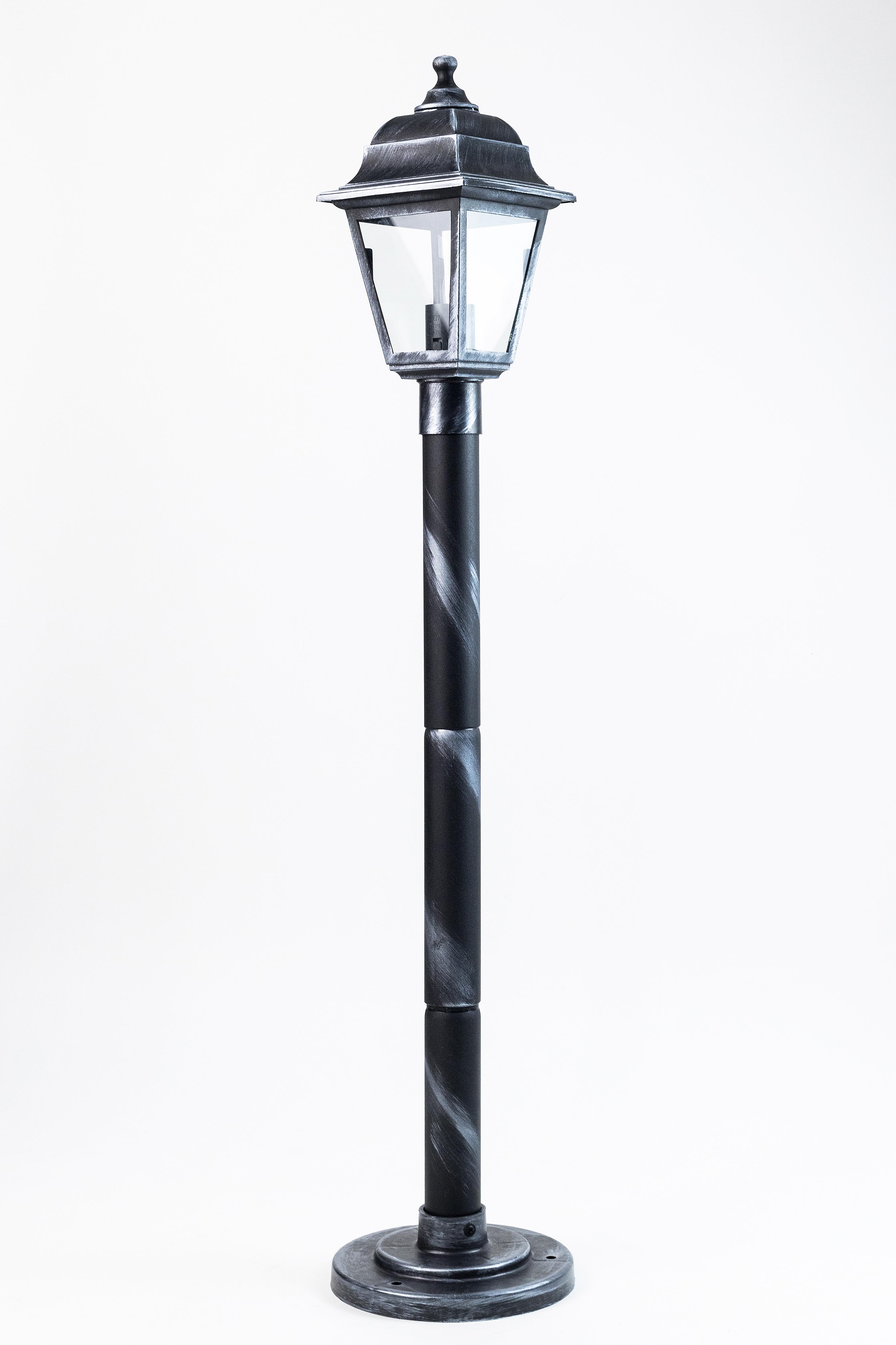 Світильник садово-парковий ТЄП Silver Retro стовпчик з прозорим склом 0,8 м Срібний (7222123)