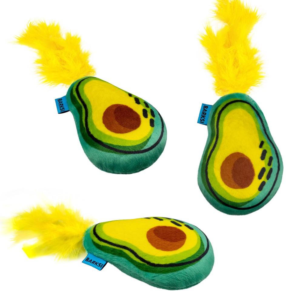 Іграшка для котів Barksi Авокадо з дзвіночком та пір'ям - фото 3