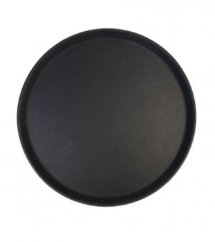Поднос для сервировки круглый с антискользящим покрытием пластиковый 35,5 см Черный (53148) Поднос для сервировки круглый с антискользящим покрытием пластиковый 35,5 см Черный (53148)
