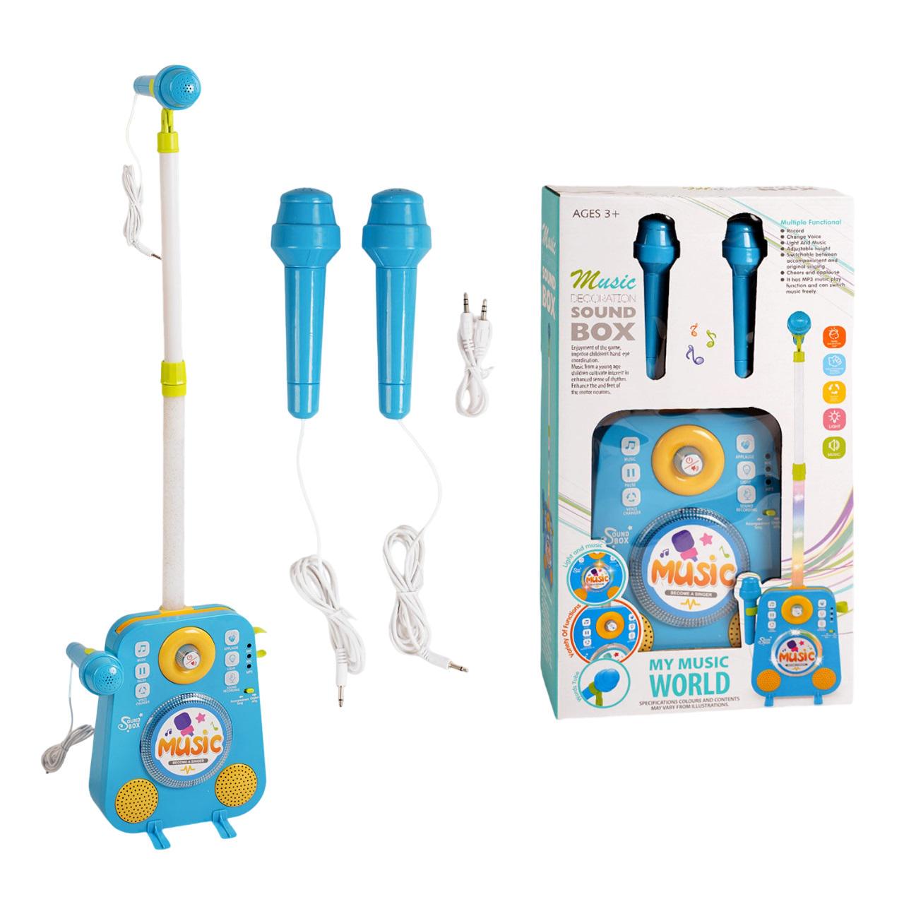 Дитяче караоке 1093/18/2 підсвічування/мікрофони 2 шт./MP3/функція запису/зміна голосу/кабель 3,5 мм (25604915) - фото 2