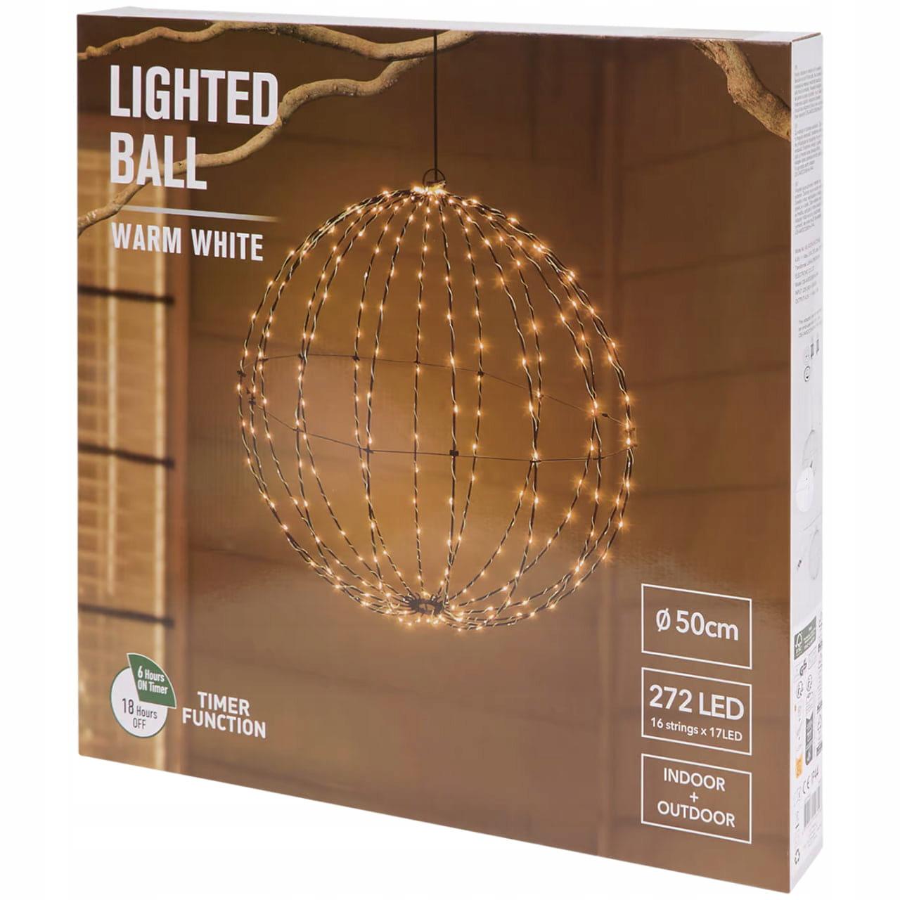 Шар подвесной Livarno Home StarSphere 272 LED с таймером 50 см Теплый белый (7859)
