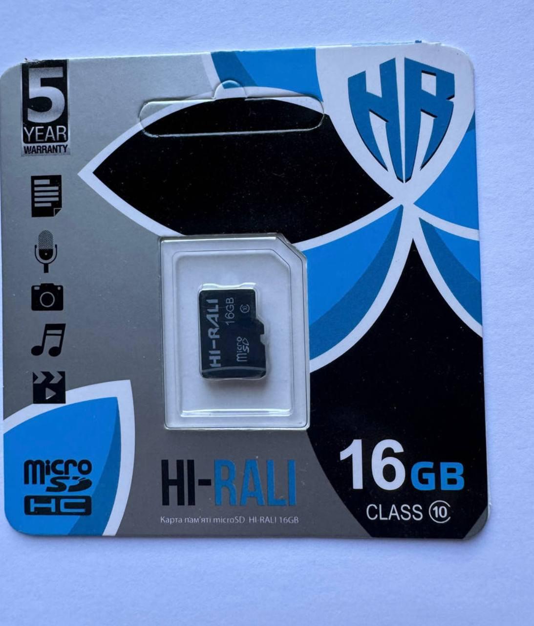 Карта памяти microSDHC Hi-Rali 16Gb UHS-1 10 class Black (м00149)