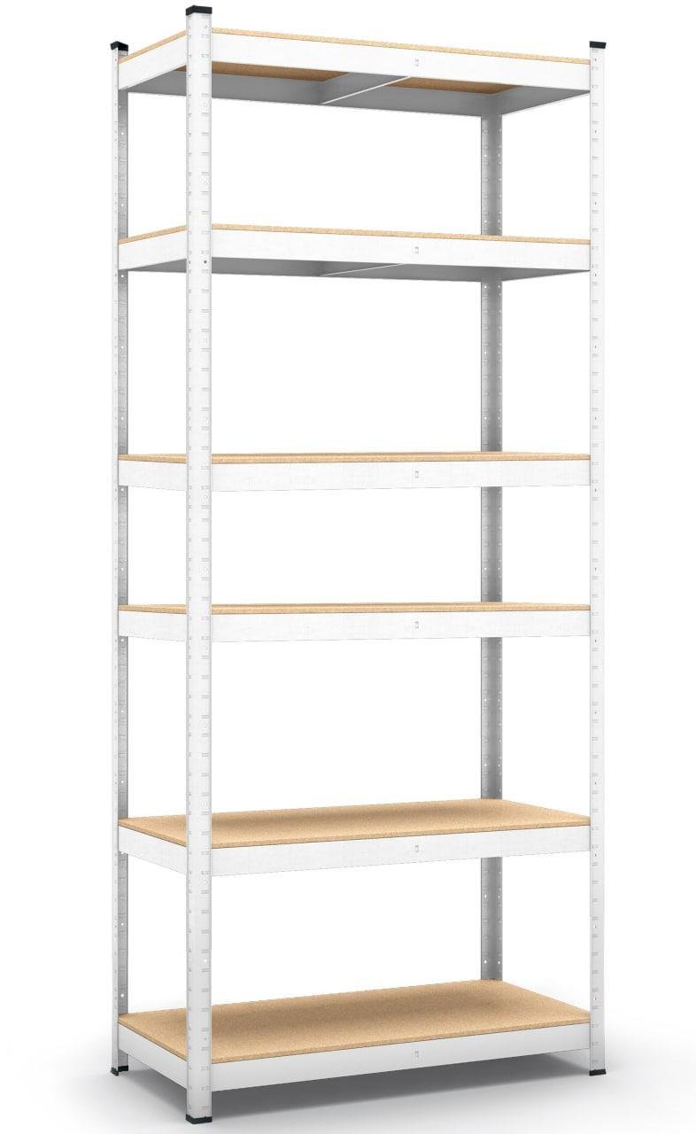 Стеллаж металлический Меткас 2400x1200x500 мм 150 кг/полку МДФ крашенный Белый (БМБ-20)