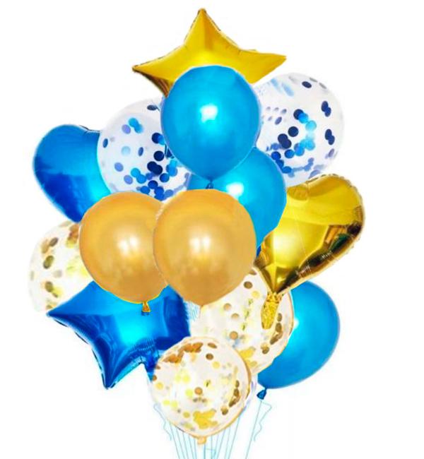 Набор из воздушных шаров 14 шт. Gold/Blue (415295)