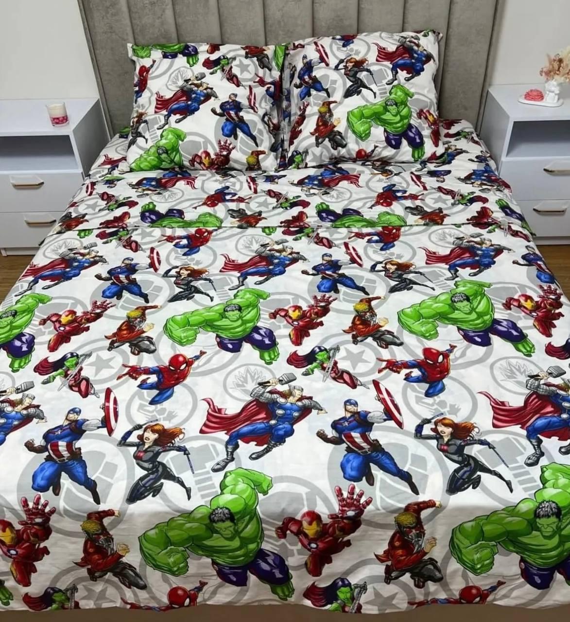 Комплект постільної білизни Супер герої бавовняний полуторний 150х220/70х70 см Білий (28857929)