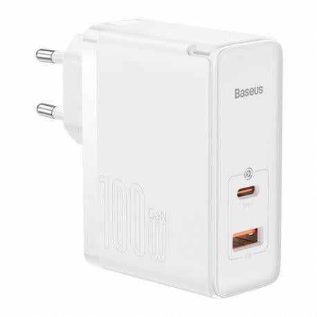 Зарядное устройство сетевое BASEUS GaN5 Pro Fast Charger C+U 100W Type-C to Type-C 100W 20V 5A 1 м White (CCGP0902020