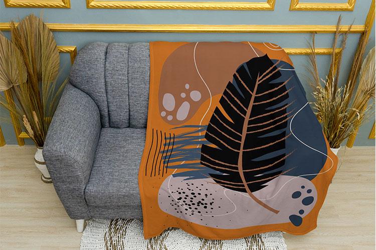 Плед PromoZP Лист и абстракция плюш однослойный 135х150 см (102378-3)