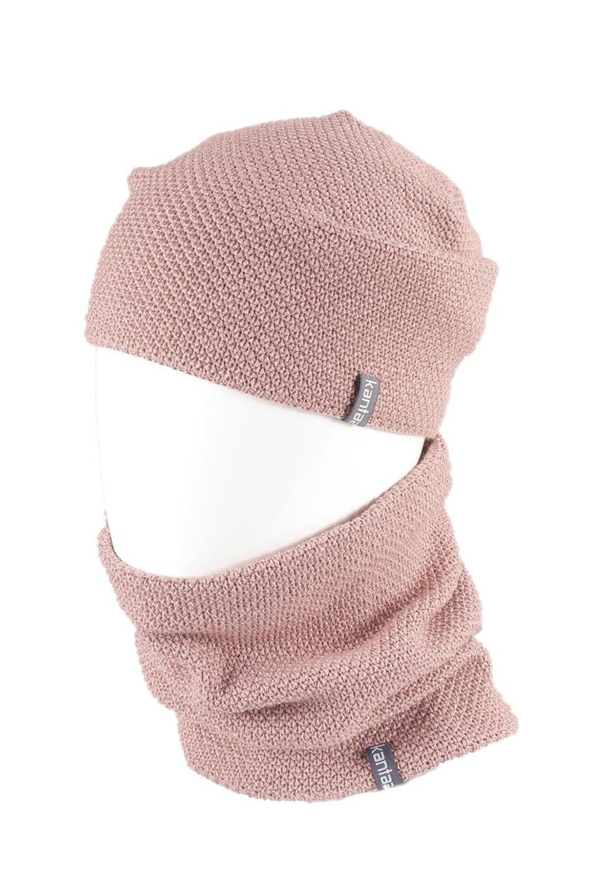 Вязаная шапка Кahta из Buff снуд женская Пудровый (OC-097)