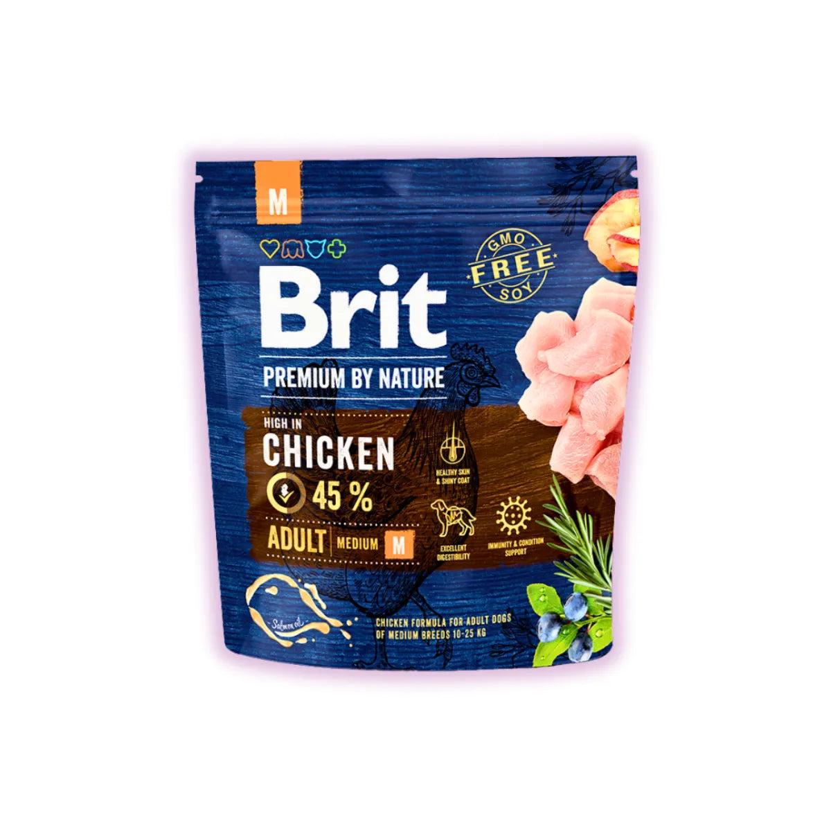 Корм сухой Brit Premium с курицей для взрослых собак средних пород 1 кг (32157336)