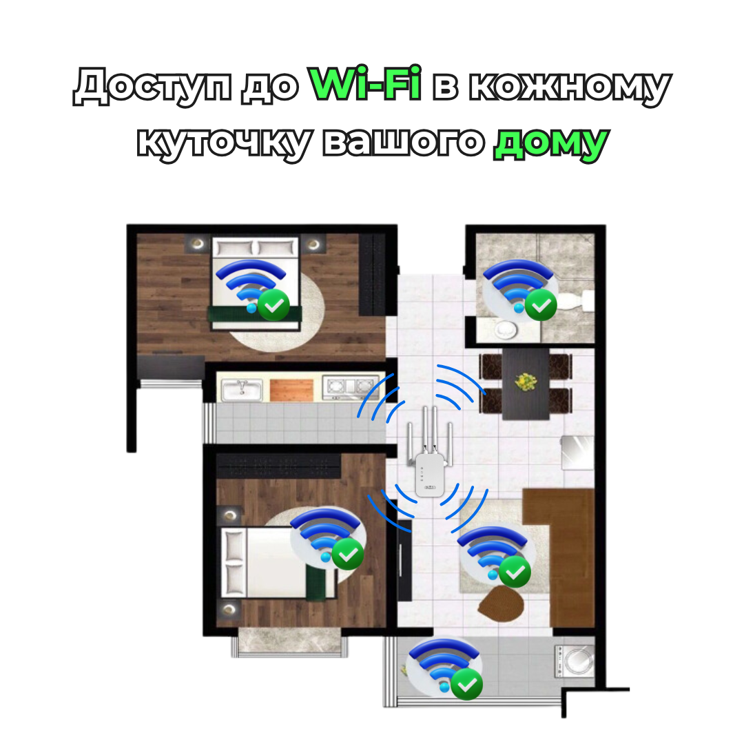 Беспроводной Wi-Fi репитер усилитель сигнала 2.4 GHz (29545253) - фото 2 Беспроводной Wi-Fi репитер усилитель сигнала 2.4 GHz (29545253) - фото 2