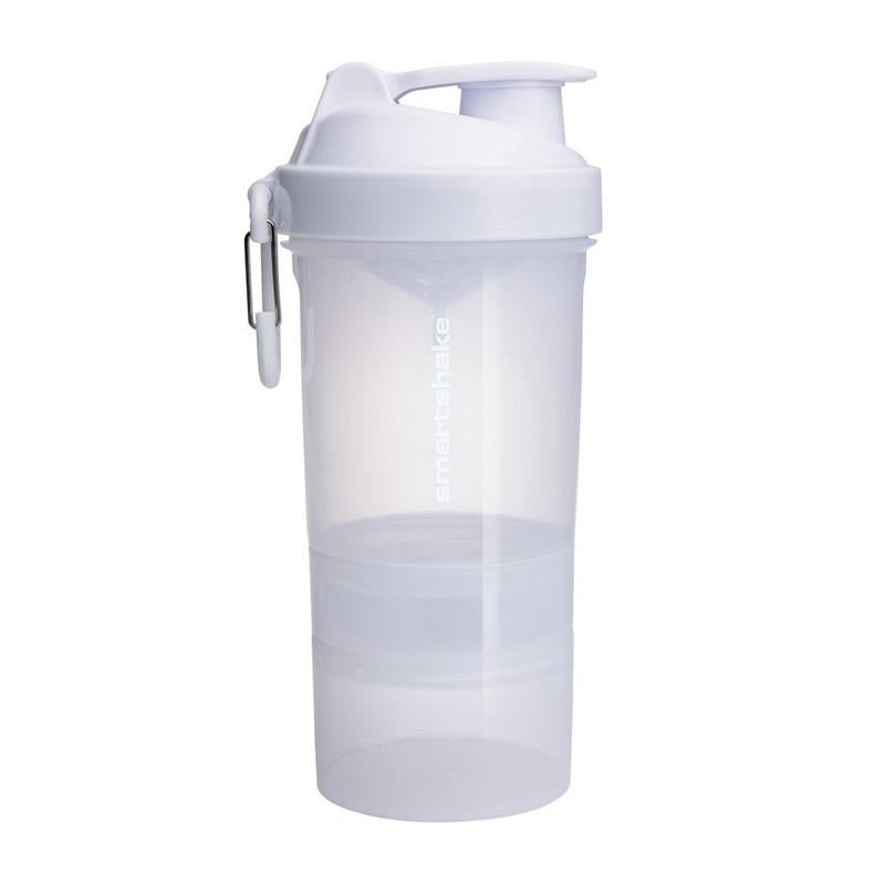 Шейкер для протеїну з двома відсіками SmartShake Original2Go 600 мл Білий