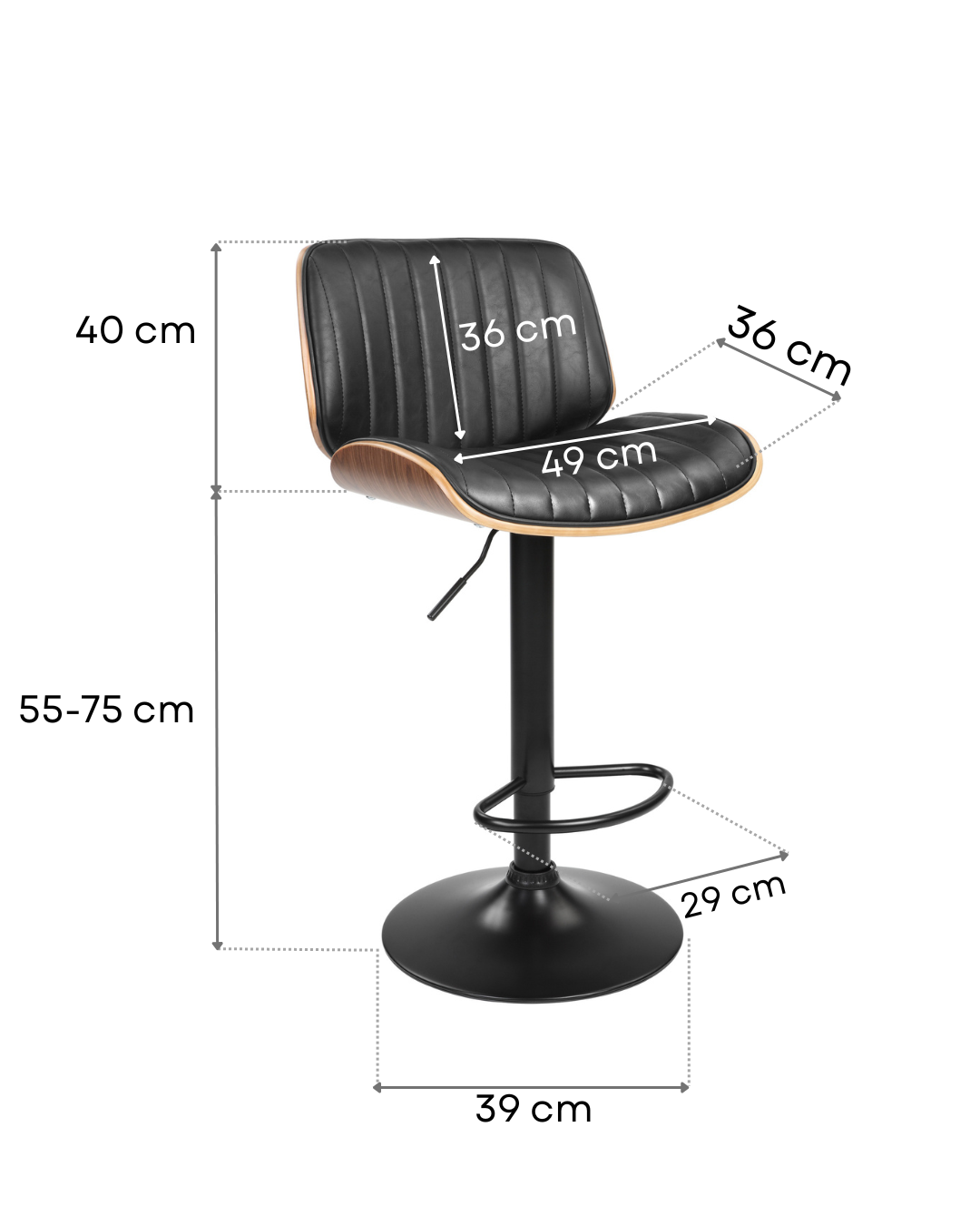 Барний стілець RITA обертовий Black (30653709) - фото 4 Барний стілець RITA обертовий Black (30653709) - фото 4