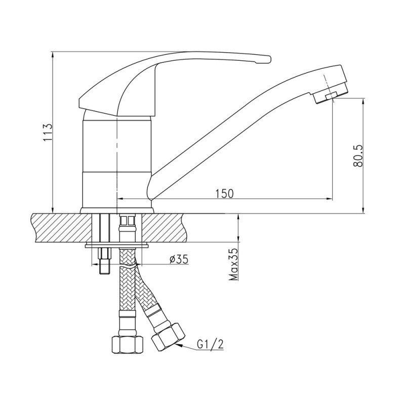 Смеситель для кухни Q-tap ​​Mars СRM 002M латунь Хром (QTMARSCRM002M) - фото 4