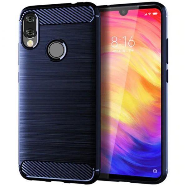 Чехол накладка Polished Carbon для Xiaomi Redmi Note 7 синий