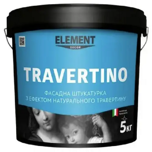 Штукатурка декоративна силоксанова Element Decor TRAVERTINO травертин баз А біла для внутрішніх та зовнішніх робіт 5 кг (1821798779)
