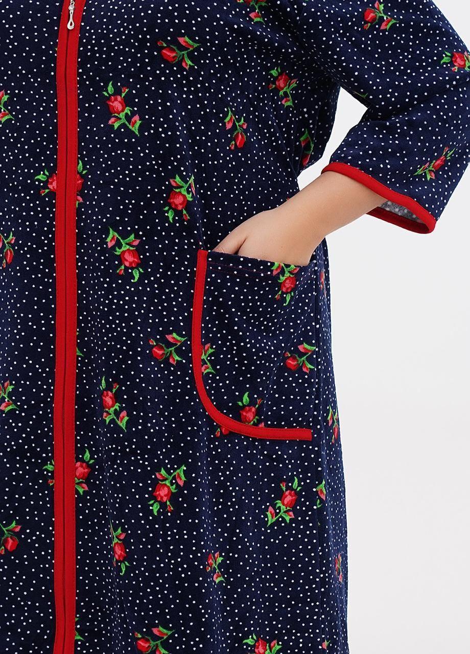 Халат Romeo Life велюр 2XL Темно-синий (1125-07-2XL) - фото 4 Халат Romeo Life велюр 2XL Темно-синий (1125-07-2XL) - фото 4