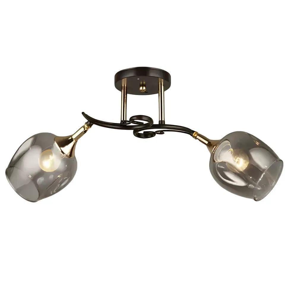 Люстра потолочная Valeso с дымчатыми плафонами 2хЕ27 IP20 Черный/Золотой (V-W3009/2 BK+FG)