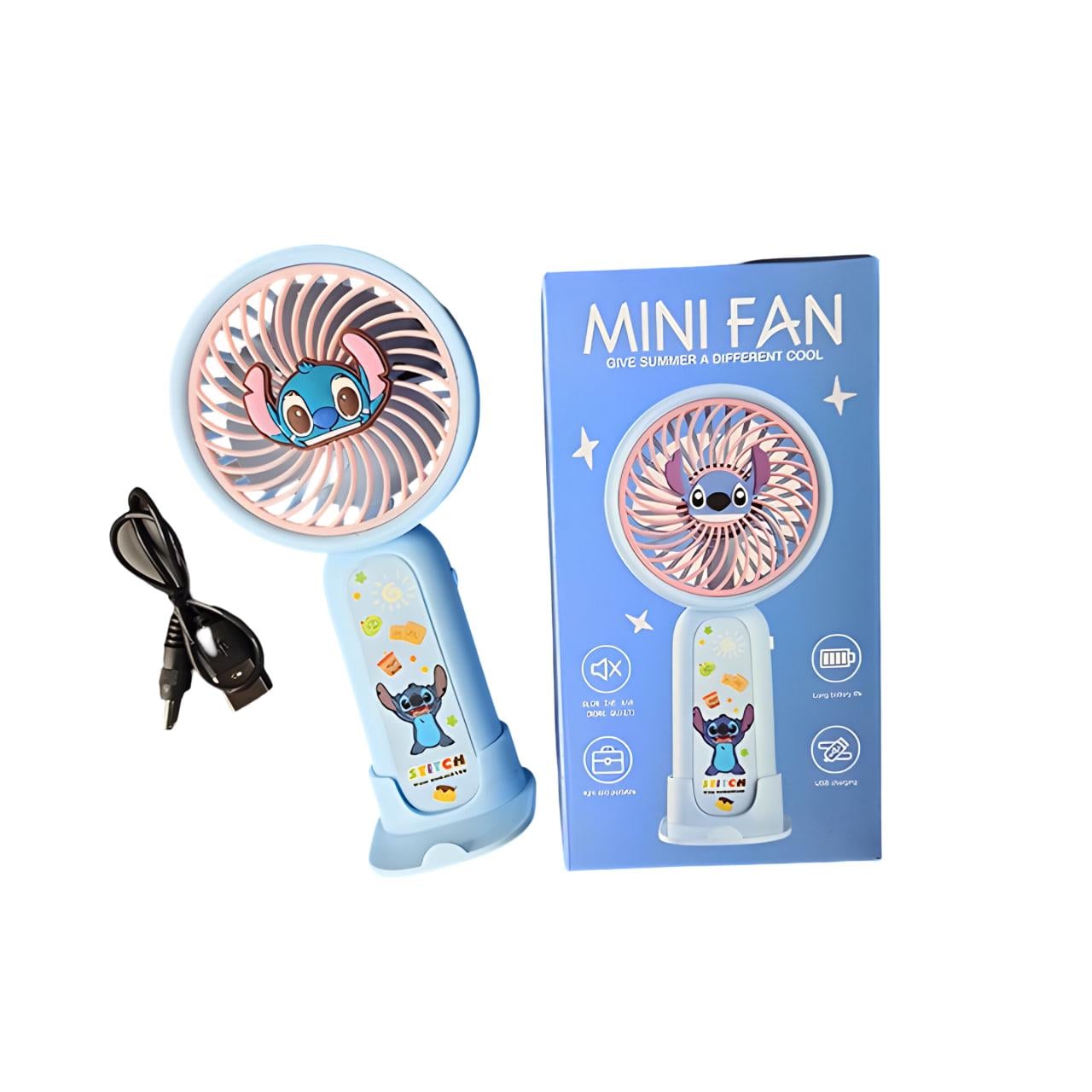Вентилятор-USB дитячий портативний Стіч Блакитний (SD-63)