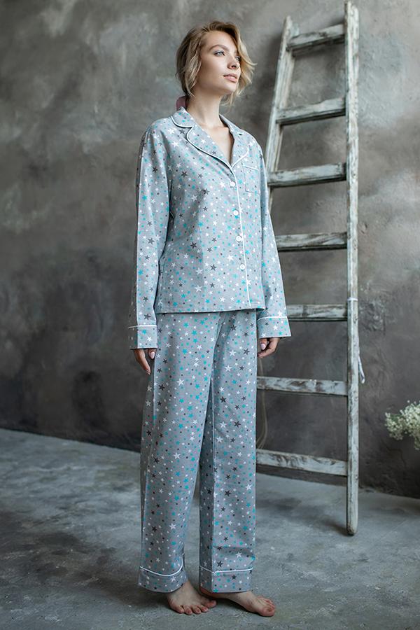 Пижамный костюм фланелевый Forly с брюками M Blue Stars (FL0010-58-69_M) - фото 5 Пижамный костюм фланелевый Forly с брюками M Blue Stars (FL0010-58-69_M) - фото 5