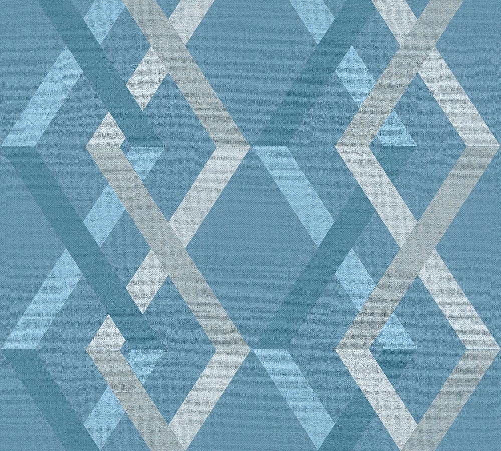 Обои виниловые на флизелиновой основе A.S.Creation Linen Style 36759-4 Серый/Синий