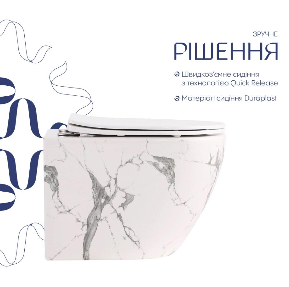 Унитаз подвесной Qtap Robin Ultra Quiet с сиденьем Slim Duroplast/Soft-close/Quick relase (QT13332381АSMR) - фото 7