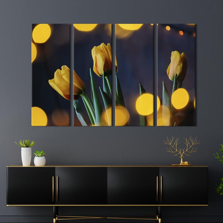 Картина на холсте Три хрупких жёлтых тюльпана 89x53 см (923-41) Картина на холсте Три хрупких жёлтых тюльпана 89x53 см (923-41)
