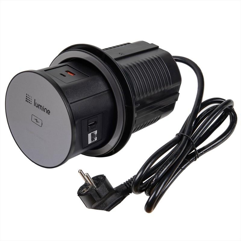 Блок розеточный выдвижной Lumine SUPERNOVA 3 розетки 2xUSB A+C 20W 1хCAT6 1хHDMI charger 15W (181231)