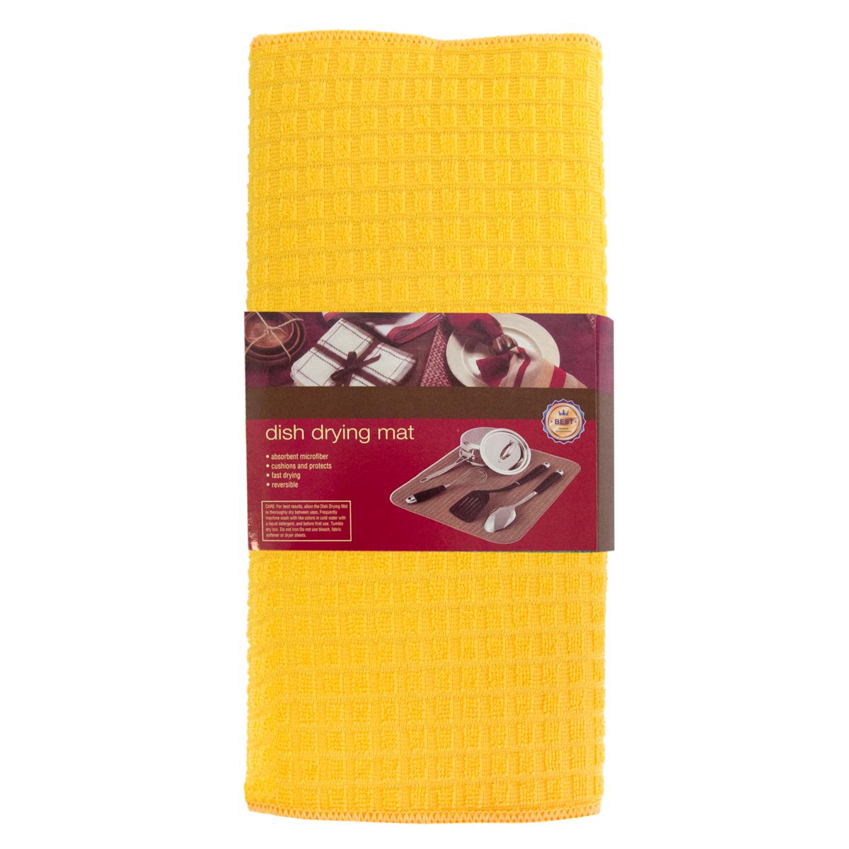 Коврик для сушки посуды Dish drying mat из микрофибры 38х50 см Желтый (1001890-Yellow) - фото 1