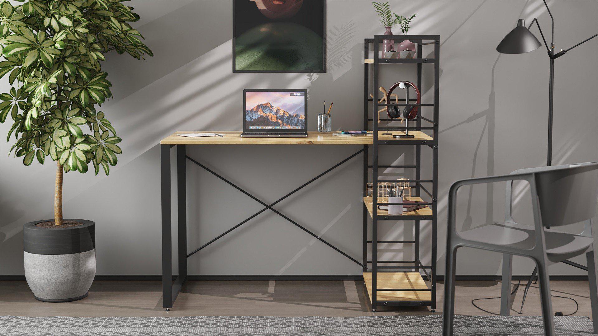 Письменный стол Ferrum-decor Konekt с этажеркой металл/ДСП 16 мм Черный/Дуб Артизан (FRD-104221) - фото 6