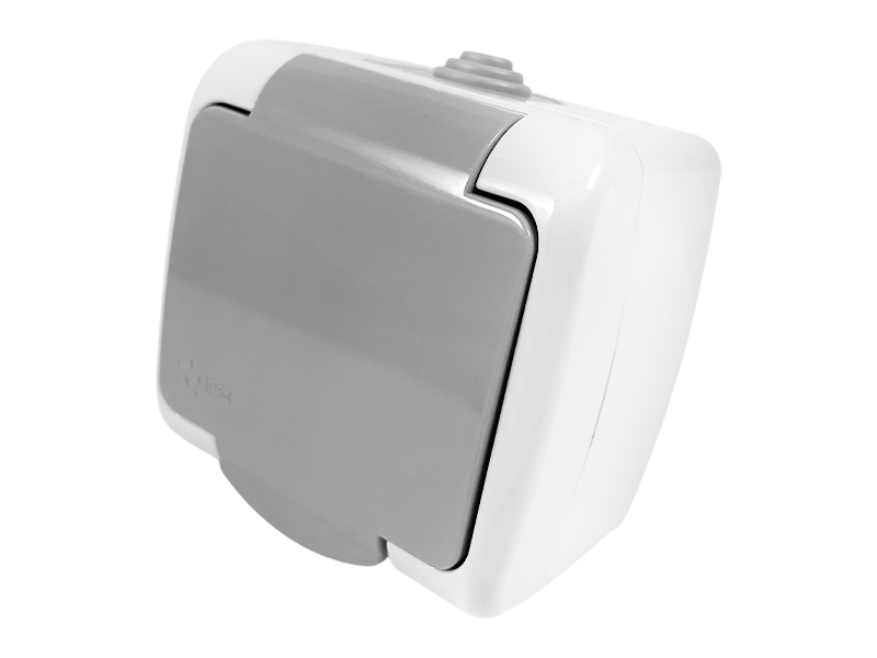 Розетка Lemanso Немо с крышкой с заземлением Серый (LMR2408)