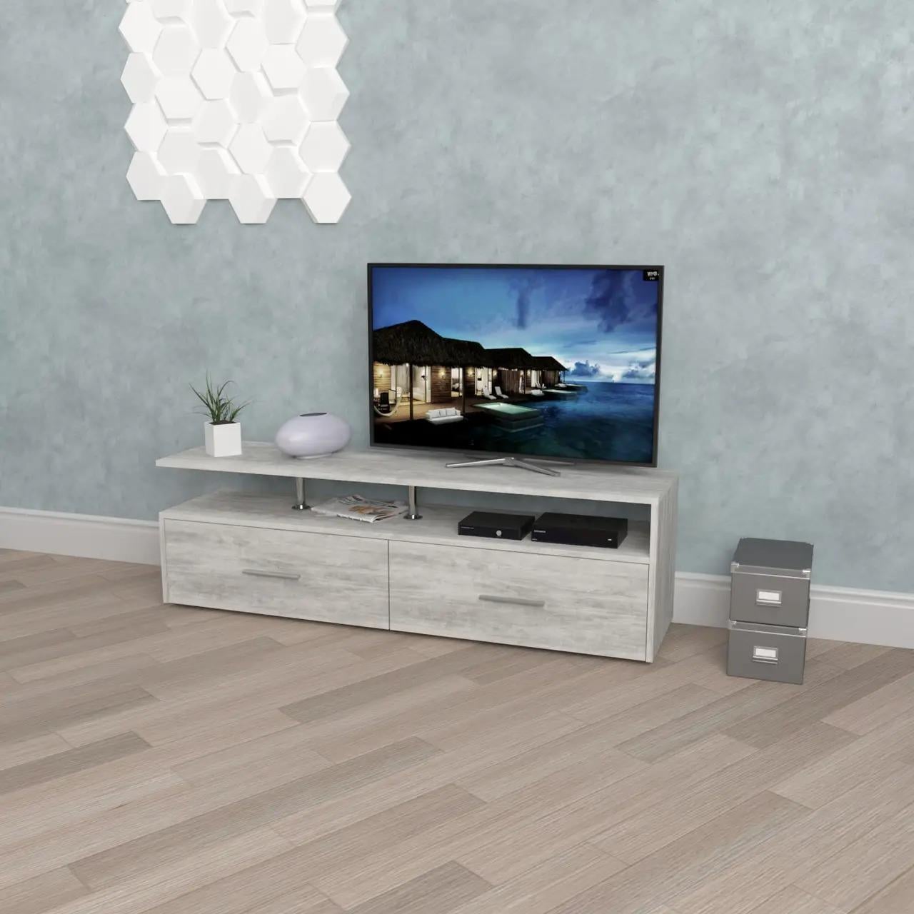 Тумба под телевизор Adela 1400x350x416 мм Бетон