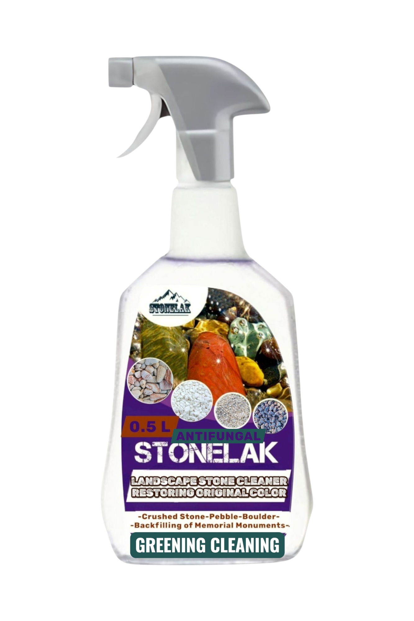 Очищувач STONELAK GREENING CLEANING каміння біля пам'ятників антигрибок 0,5 л (888898)