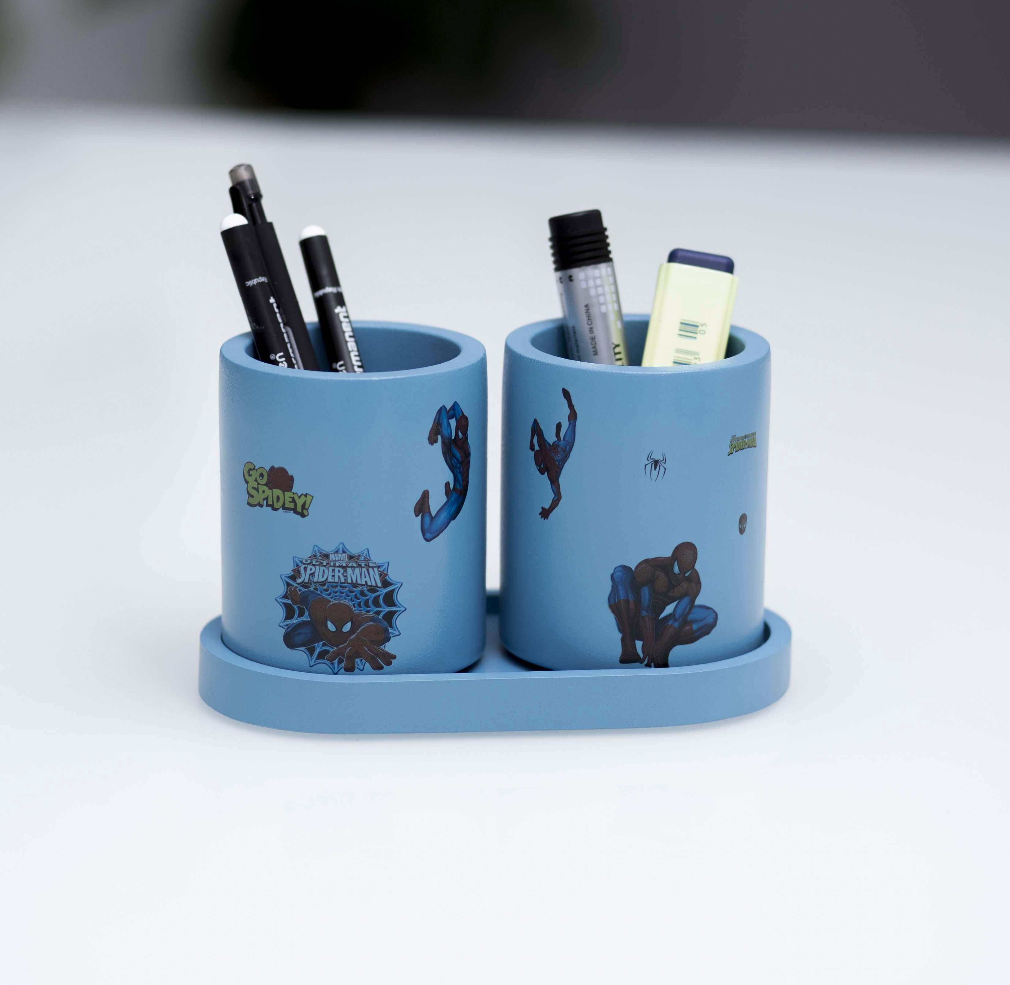 Набор из подставок-органайзеров для канцелярии CUTE Double Set Dark Blue Человек-Паук (Cute Cup-3 D.Blue-ST-ST Spider-Man)