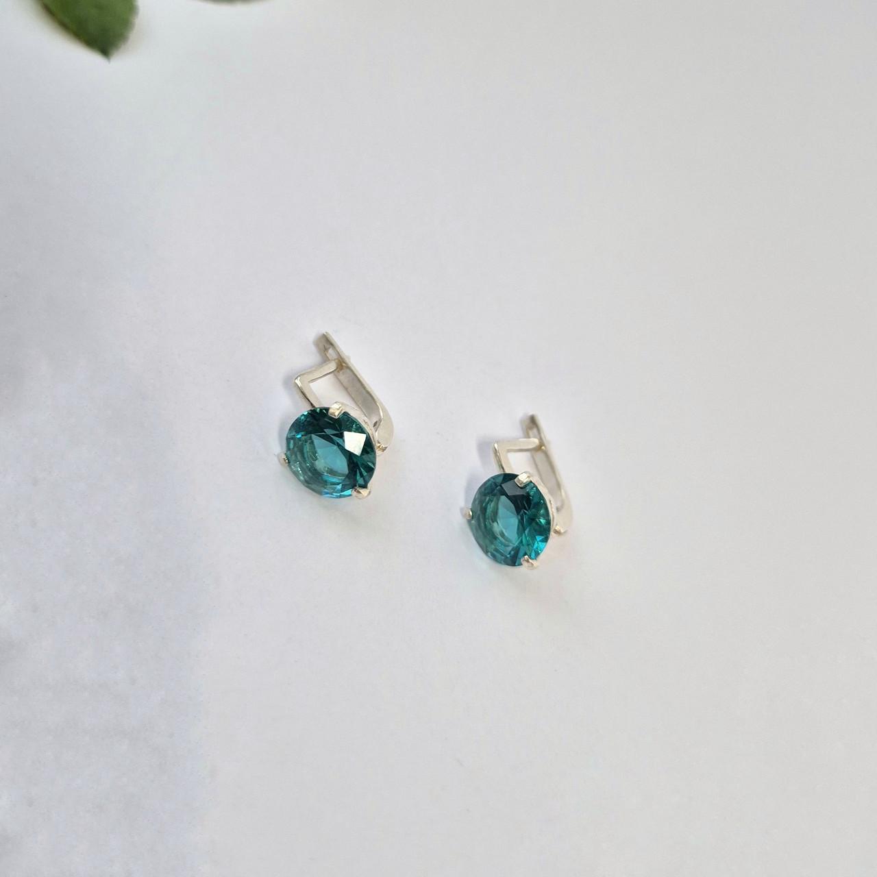 Серьги с камнем 10 мм 925 пробы 3,20 г (2455)