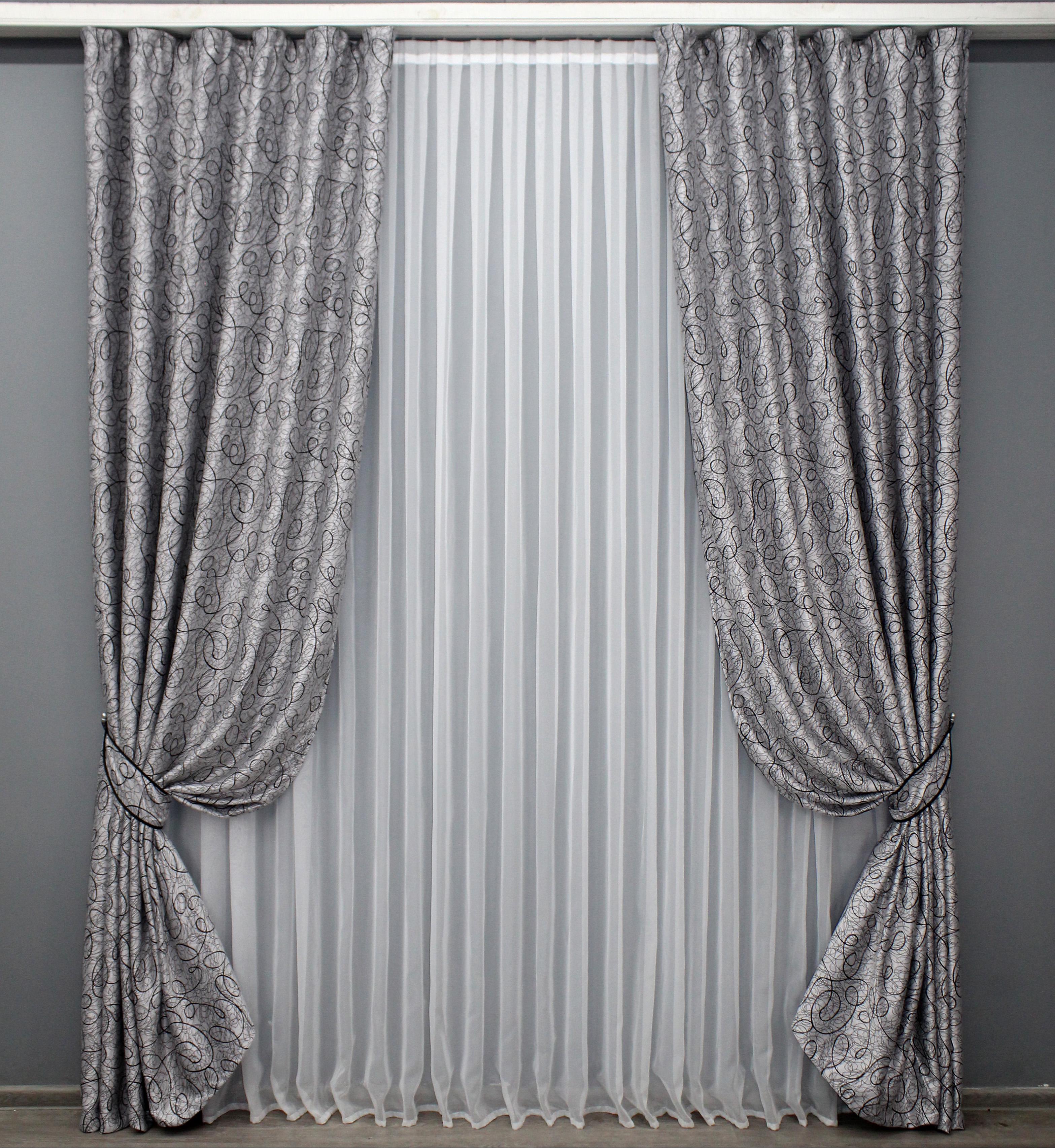 Комплект штор VR-Textil Жаклин № 670ш Б блэкаут-софт 100х270 см 2 шт. Серый/Черный (31-756)