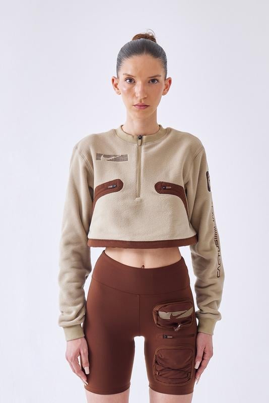 Костюм спортивный женский Cactus Jack из флиски и велосипедок S Бежевый (DM1287-247)