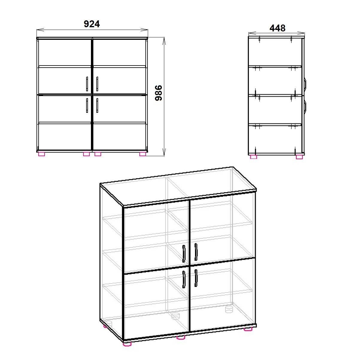 Комод Компанит с 4 дверцами Орех экко (26966246) - фото 2