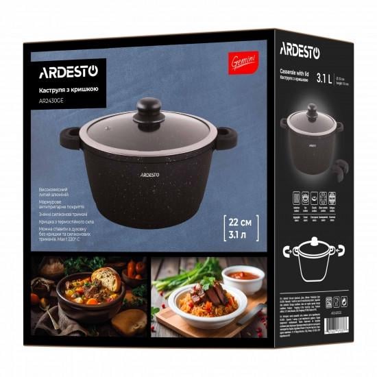 Каструля з кришкою Ardesto Gemini Anzio алюміній 3,1 л Чорний (AR2430GE) - фото 6