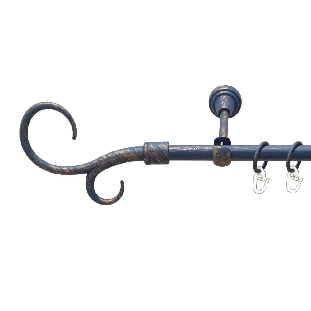 Карниз для штор Orvit Крюк однорядний гладкий 200 см Блакитний/Золотий (00-00009123)