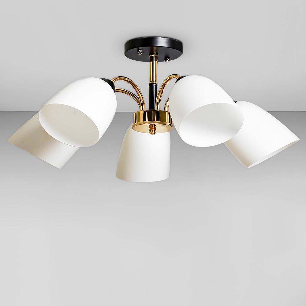 Люстра стельова Light House SC-18699/5 FG/BK D 580х250 мм Чорний/Золотий/Білий 